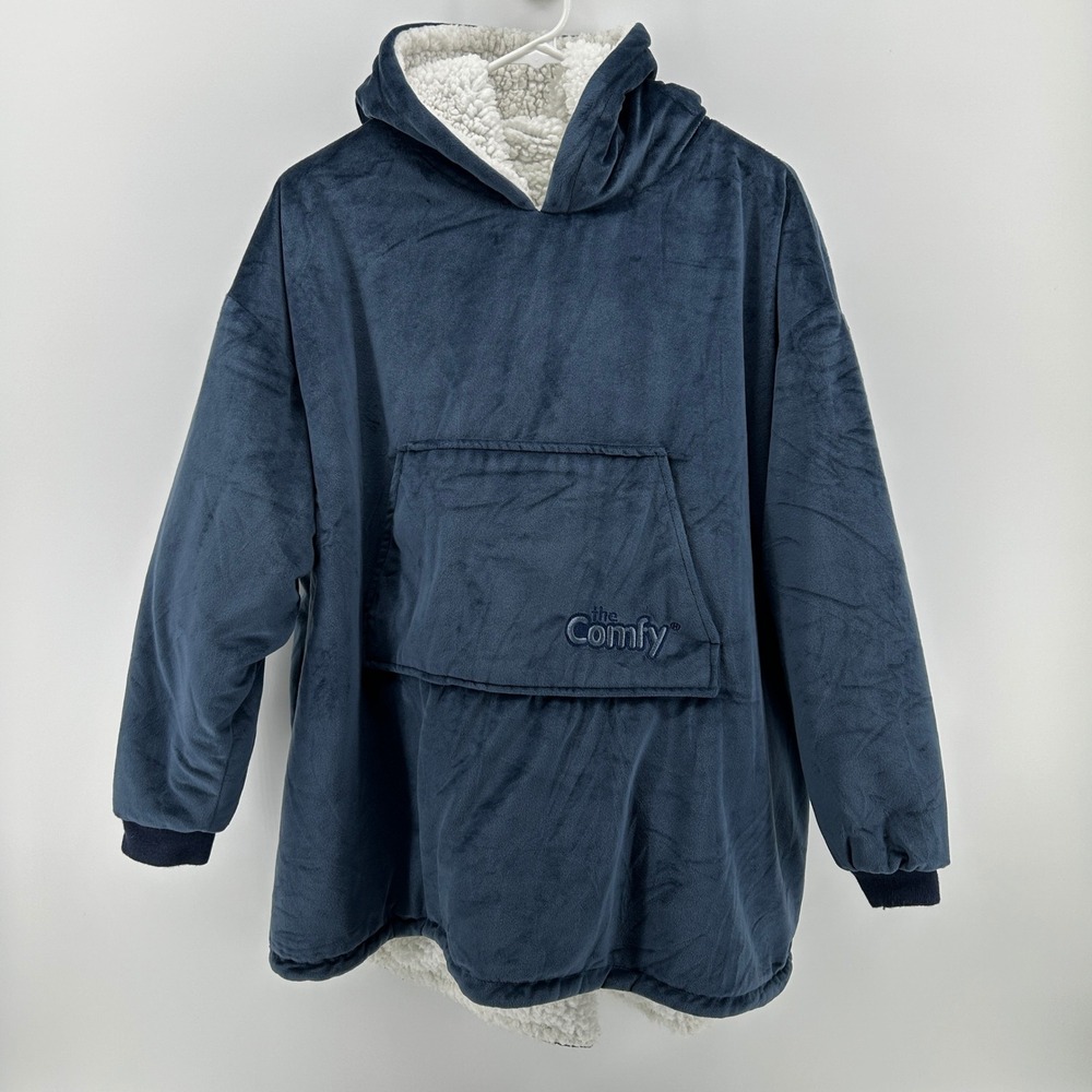 The Comfy Oversized Wearable Blanket Hoodie‎ Navy Blue Sherpa Lined OS Unisex
